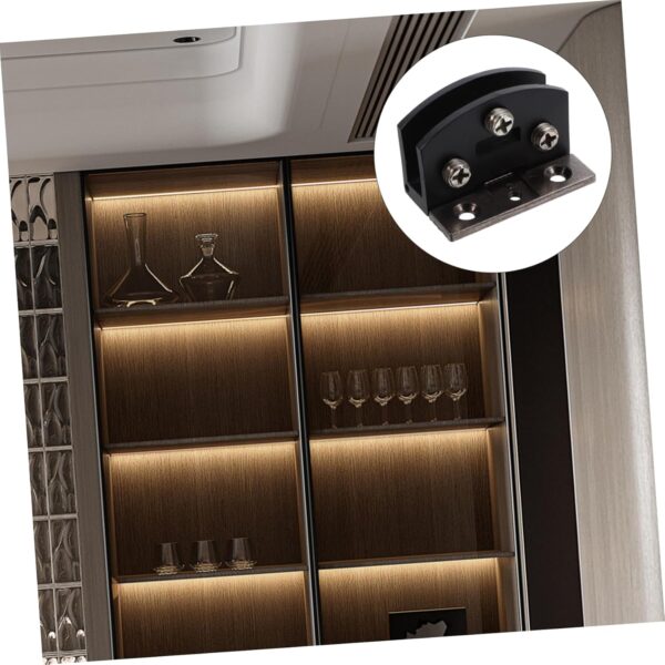 4Pcs Stainless Steel Glass Door Hinge Heavy Duty Shower Door Hardware for Frameless Installation Smooth Operation Modern Brushed Finish Secure Glass Clamp