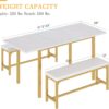VECELO 3-Piece 63" Extendable Kitchen Table with Benches/Chairs, Modern Breakfast Dinette/Dining Room Set for 4/6/2, Small Space Saving Design, Easy Assembly