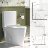 Modern One Piece Toilet, 1.1/1.6 GPF Elongated Dual Flush Toilet with Soft Closing Seat, Standard Modern Toilet for Bathroom, 12" Rough-In (White)