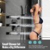 Waist Massage Spray Shower System with 6 Body Jets and Tub Spout, 12'' Rainfall Bathtub Shower System with Shower Jet, Wall Mounted Rain Shower and Handheld Shower Faucet Sets Complete, Matte Black