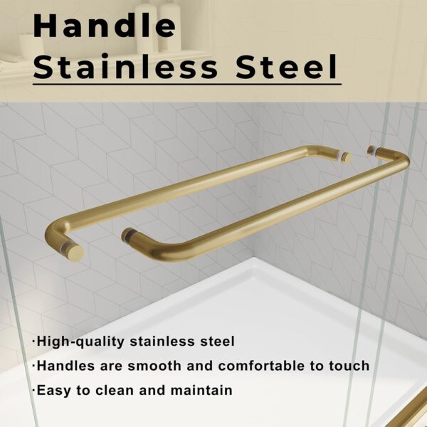 Shower Door 56 to 60'' W x 72'' H,Semi Frameless Double Sliding Shower Glass Door with 1/4" (6mm) Clear SGCC Tempered Glass,Stainless Steel, Easy to Clean,Gold.