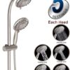 Handheld Showerhead & Rain Shower Combo for Easy Reach, 27.5" Drill-free Stainless Steel Slide Bar, 5”of 5-setting Handheld Shower and Showerhead, with 5ft Hose -Brush Nickel