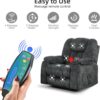 3 Pieces Recliner Sofa Furniture Set, Manual Recliner with Massage and Heat, Loveseat and Bonded 3 Seat Reclining Couch Set for Living Room, Green Grey