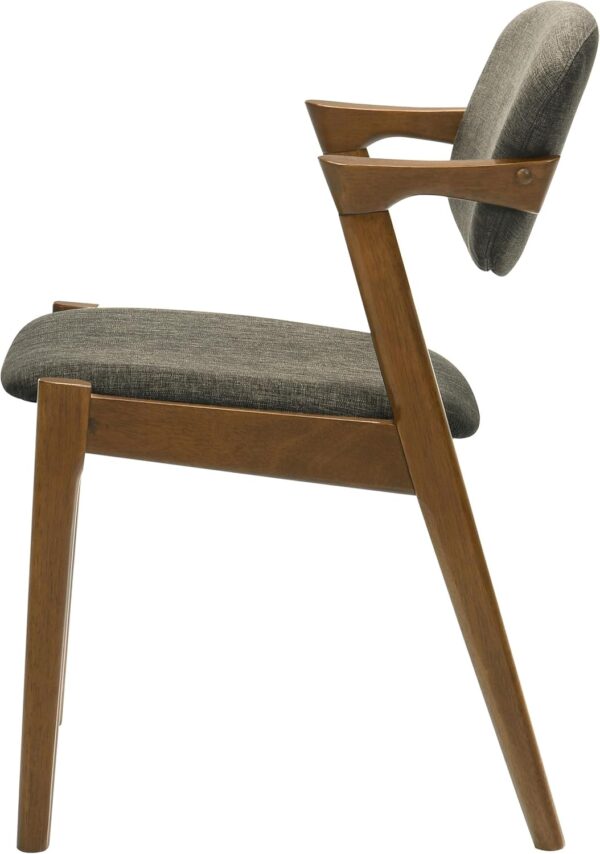 Coaster Home Furnishings - Malone - Set of 2 Fabric & Wood Arm Chairs - Armrests, Open Back, Padded Backrest and Seat - Mid-Century Modern - Dining Room and Kitchen - Brown and Dark Walnut - 105352
