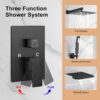 10 Inch Shower System with Tub Spout, 3 Function Matte Black Bathtub Shower Faucet Set, Wall Mounted Bathroom High Pressure Rain Shower Head with Handheld Sprayer Rough in Valve Body and Trim