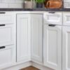 Rev-A-Shelf 28" Pie-Cut Dual Tier Lazy Susan Organizer for Corner Wall Kitchen Cabinets, Plastic Home Rotating Storage Shelves, White, 2942-28-11-1