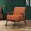Lexicon Mid Century Modern Accent Chair with Solid Wood Frame in Walnut Finish, Upholstered Living Room Lounge Arm Chair, Thick and Comfy Innerspring Seat Cushion, Linen-Look Fabric, Orange