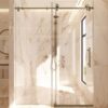 Fab Glass And Mirror Frameless Sliding Shower Door 48" X 72", Adjustable Width 44-48", 5/16" Thick Tempered Glass, Brushed Nickel