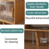 Bamboo TV Stand for TVs up to 50 Inches, Durable Entertainment Center with 2 Sliding Acrylic Cabinet Doors for Gaming Console, Modern Accent TV Console Cabinet for Living Room Bedroom