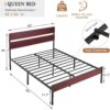 VECELO Metal Platform Queen Size Bed Frame with Wooden Headboard,Sturdy Steel Slats Support/Matress Foudation/No Box Spring Needed(Minimalist)