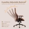 High Back Home Office Chair,Mid Century Modren Ergonomic Executive Chair,Lumbar Support Swivel Task Chair with Wheels,Computer Desk Chair Suede Fabric,350LBS (Dark Brown)