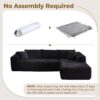 104" L-Shape Modular Sectional Sofa Couch - Comfy Upholstered Cloud Couches for Living Room - Modern Minimalist Couch,Deep Seat,No Assembly Required (Black,Plush Corduroy, Right Facing Chaise)