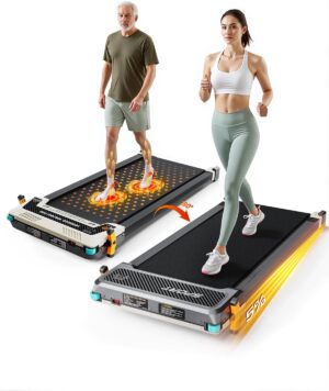 Walking Pad with Incline, Under Desk Treadmill with 2 Control Options, Ultra Slim Design and Double Shock Absorption, LED Display, Powerful and Quiet Treadmill for Walking/Jogging