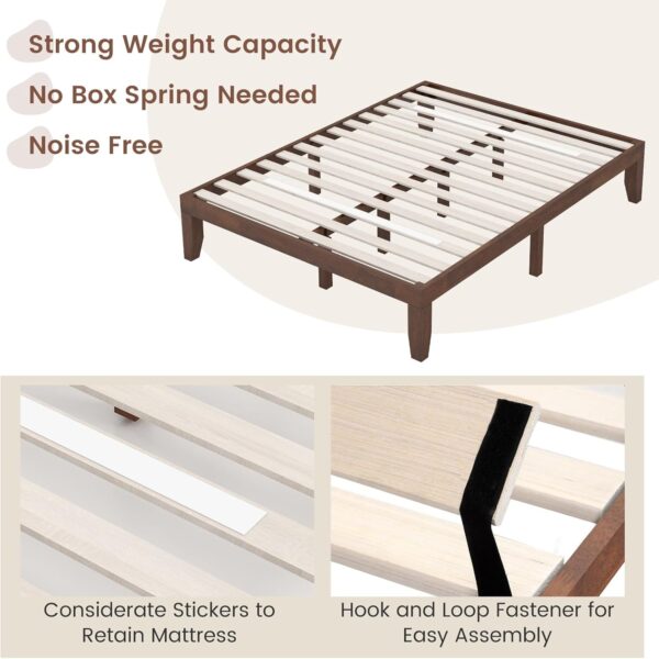 Giantex 14 Inch Queen Wood Platform Bed Frame, Minimalist Style Mattress Foundation with Solid Rubber Wood, Heavy Duty Wood Slat Support, Without Headboard, Easy Assembly, No Box Spring Needed, Walnut