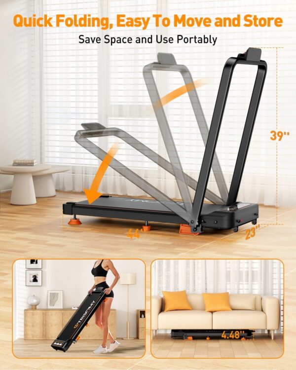 Upgrade 3.5 HP Walking Pad Treadmill with Incline & Handle Bar, Small Treadmill, Portable Walking Pad 330+ LB Capacity for Home Office, Under Desk Walking Running Pad with Remote, Smart App