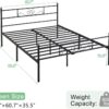 VECELO Queen Size Bed Frame with Headboard and Footboard,Metal Platform Mattress Foundation, No Box Spring Needed,Non-Slip, Easy Assembly, Black