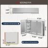 Keonjinn 48 x 32 Inch Lighted Medicine Cabinet for Bathroom with Outlets, Anti-Fog Lighted Medicine Cabinet with Mirror 3 Colors Dimmable, Tempered Glass 2-Side Front Lit Bathroom Mirror with Storage