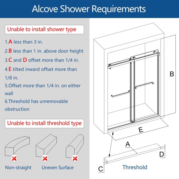 Frameless Shower Door 66-72" W x 76" H Double Sliding 3/8"(10mm) Think Clear Tempered SGCC Glass Stainless Steel HardwareTowel Bar Handle - Brushed Nickel