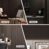 4PCS Acoustic Wood Slat Wall Panels for Wall Decor and Ceiling 3D Fluted Sound Absorbing Panel Soundproof with Wood Finish 108"×6" (Cherry Dark)