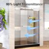 Frameless Shower Door, 5/16" (8mm) Clear Tempered Glass Shower Door, 56-60" W x 74" H, Quiet Soft-Close, Reversible Installation, SGCC Certified (Brushed Nickel-Double Sliding Style A, 60" W x 74" H)