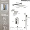 10" High-Pressure Rainfall Shower Faucet with Handheld Spray, Wall Mount Dual Shower Head System with Slide Bar (Brushed Nickel)