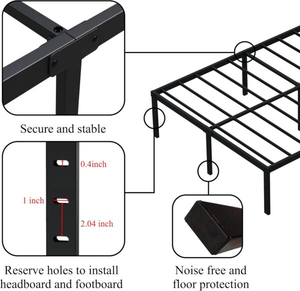 16 Inch Queen Bed Frame No Box Spring Required, Metal Platform Queen Size Bed Frames with 14 Inch Storage, 3,500 lbs Heavy Duty Steel Slats Support, Easy Assembly Mattress Foundation