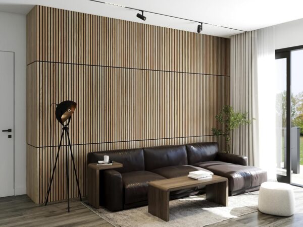 Woody Walls Solid Wood Slat Wall Paneling, Wood Slat Wall Panel, Acoustic Wood Panels Have 0.75 NRC, Set of 2 Seamless Joint Wood Panels for Walls, Wood Slat Wall , Beige