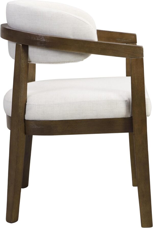 Christopher Knight Home Set of 2 Lanford Fabric Upholstered Dining Chairs, Curved Backrest Kitchen Side Chair, Soft Padded Seat&Back Cushion, Solid Wood Armchair, Ergonomic Extra Seat, Beige+Walnut