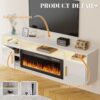 70" Floating TV Stand with 36" Electric Fireplace - Wall Mounted Entertainment Center with LED Lights & Storage Cabinet, Modern Media Console for Living Room, Supports TVs up to 80" (White)