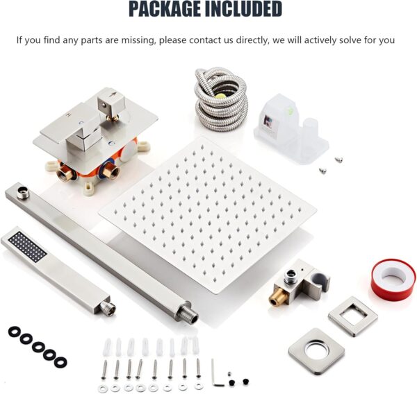 Shower Faucet Set, Rainfall Shower System Complete Wall Mounted for Bathroom with 8 Inch Shower Head and Handheld Rain Mixer Combo Kit with Shower Valve and Shower Trim, Brushed Nickel