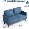 LINSY Loveseat Sofa Couch - Comfy 58" Small Loveseat for Small Spaces Modern Couches with Thick Cushion, Ergonomic Design Soft Sofa for Living Room Bedroom Apartment (Blue)