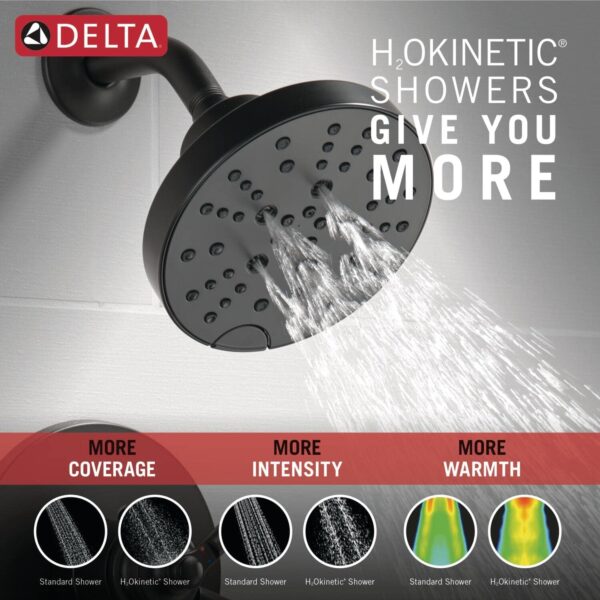 Delta Faucet Saylor 17 Series Black Shower Valve Trim Kit with H2Okinetic Shower Head, Delta Shower System, Shower Faucet Set, Shower Head and Handle Set, Matte Black T17235-BL (Valve Not Included)