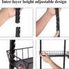 SWOMMOLY Adjustable Wall Mount Spice Rack Organizer, 12-Tier Dual-use (Multi-use) Hanging Spice Shelf Storage for Kitchen Pantry Cabinet Door, Seasoning Holder Organizer, Black