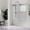 Brushed Nickel Frameless Double Sliding Shower Door 56-60'' W x 62'' H,Glass Door for Bathtub with 3/8" (10mm) Clear SGCC Tempered Glass,Stainless Steel Hardware