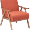 VINGLI Mid-Century Retro Modern Upholstered Lounge Chair Fabric Accent Chair Sturdy Wooden Frame Armchair (Burnt Orange)