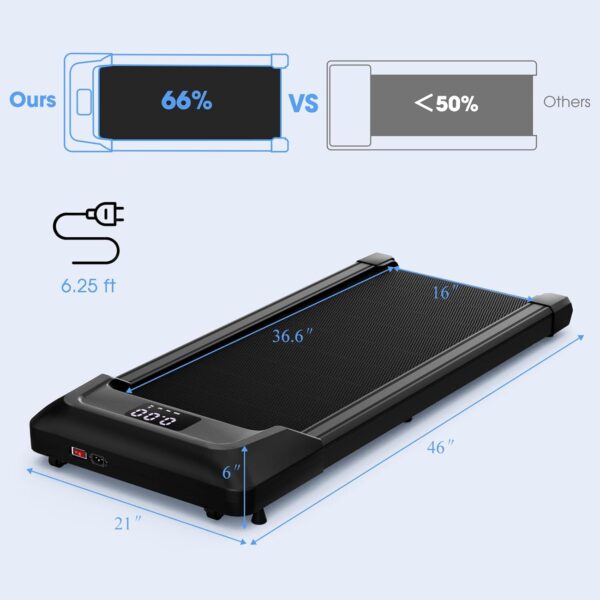 Goplus Walking Pad, Under Desk Treadmill for Home Office with 265 lbs Capacity, Portable 2 in 1 Walking Pad Treadmill Under Desk with Remote Control, LED Display