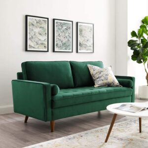 Modway EEI-3764-GRN Valour Performance Velvet Sofa, Green