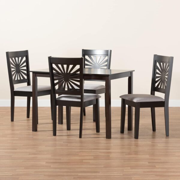 Baxton Studio Olympia Dining Set, 5-Piece, Grey/Espresso Brown