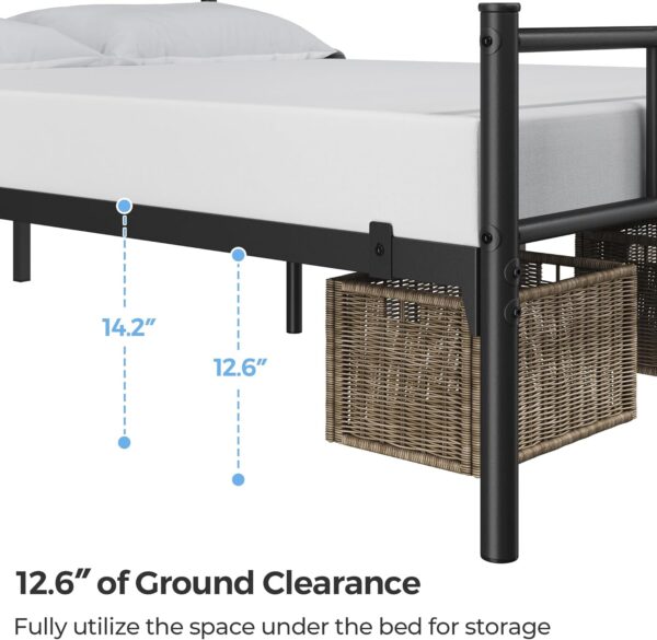 Yaheetech Queen Bed Frames Metal Platform Bed with Headboard and Footboard for Bedrooms No Box Spring Needed Easy Assembly,Ground Clearance: 12.5’’/Black/Queen Bed