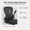 Hbada Office Chair Ergonomic Desk Chair, Office Chairs with PU Silent Wheels, Breathable Mesh Computer Chair with Adjustable Lumbar Support, Flip-up Armrests, Tilt Function, Black