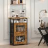 Coffee Station Cabinet with 2-Door, 4-Tier Coffee Table with Storage, 18.89" Farmhouse Kitchen Furniture, Coffee Bar Cabinet for Living Room/Entryway/Bedroom, Rustic Brown
