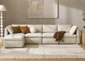 mopio Oversized Modular Sectional Sofa with Fully Removable Covers and Storage, Convertible U & L Shaped Sectionals, Modern Cloud Couch with Ottoman Chaise (Oat Fabric, 5 Seats, L)