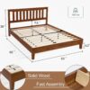 LINSY Queen Bed Frame, Wood Platform Bed Frame with Headboard, Solid Wood Bed with Wood Slat Support, No Box Spring Needed, Easy Assembly, Walnut, Queen