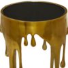 Deco 79 Aluminum Metal Abstract Melting Drip Accent Table with Melting Design and Shaded Glass Top, 16' x 16' x 25', Gold