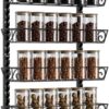 SWOMMOLY Adjustable Wall Mount Spice Rack Organizer, 12-Tier Dual-use (Multi-use) Hanging Spice Shelf Storage for Kitchen Pantry Cabinet Door, Seasoning Holder Organizer, Black