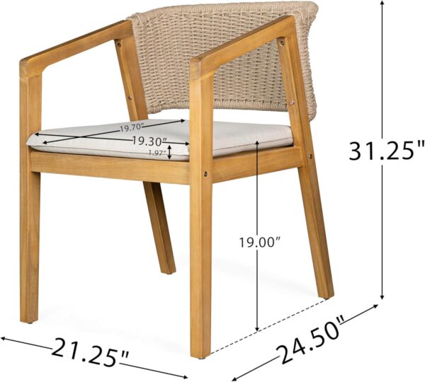 Merax Acacia Wood Outdoor Dining Set for 5, All Weather Patio Table and 4 Chairs with Rattan Wicker for Garden, Backyard, Poolside, Balcony, Light Teak