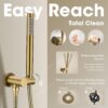 TRUSTMI 12 inch Round Bathroom Luxury Rain Mixer Combo Set Wall Mounted Rainfall Shower Head System Brushed Gold, (Contain Faucet Rough-in Valve Body and Trim)