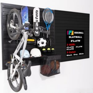 Slatwall Panels 4'x 8' Garage Slat Wall Storage Systems, Slat Wall Paneling Garage Wall Organizer, Black Slat Board PVC Wall Panels Slatwall Displays Garage Tool Organizer Wall Mount Ladder Bike Rack