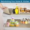 Self Adhesive Shelf Liner, Peel and Stick Drawer Liner Waterproof Contact Decor Liner with Grain Texture for Kitchen Walls Cabinets, Bedroom Classroom, Cover Book (Khaki, 17.5 x 236.2 inches)