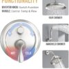 DASAN Antique Dual Shower Head Faucet Set, Brushed Nickel Dual Rain Shower Head System Complete Double Head Shower Fixture Combo, 9'' & 6'' Dual Rainfall Overhead Shower with Handheld, Valve & Trim